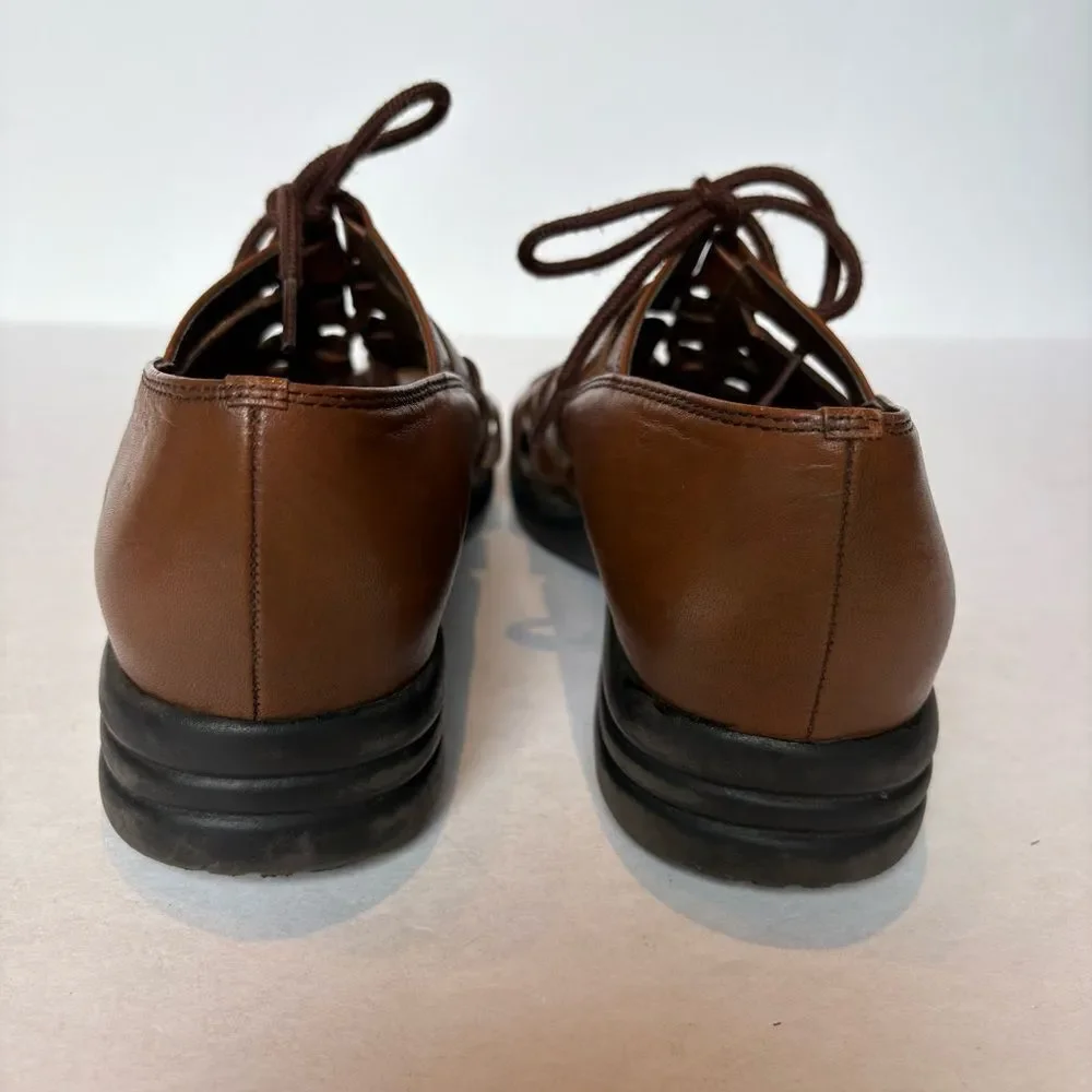 Sandler of Boston Women's Brown Leather Lace up Sandals Size 8M